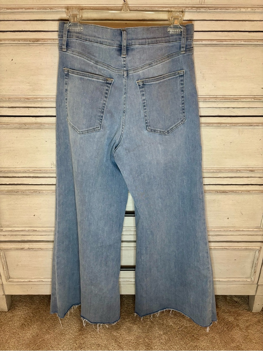 Frame Palazzo Crop Cutoff Jeans in Temper Raw After color - Picture 5 of 7